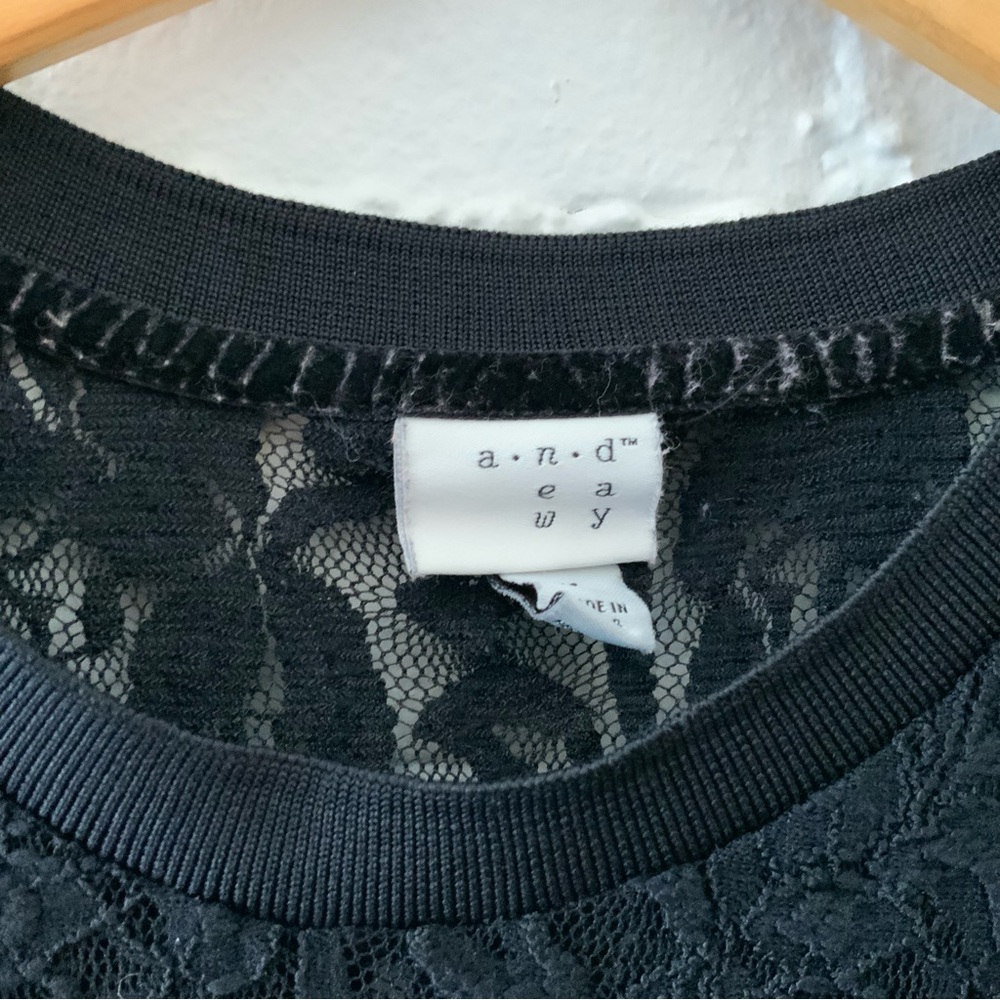 A New Day Black Lace Short Sleeve Top Shirt Top Goth Fairy Indie Sexy Size M - Picture 3 of 15